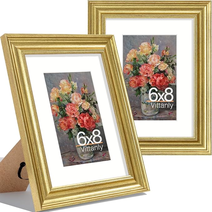 Vittanly 6x8 Picture Frames Set of 2, Ornate Vintage Photo Frame by Vittanly