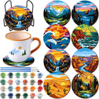 Reallnaive 8 Pcs Mountain Paint by Numbers Coasters Kit by Unknown