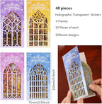 Holographic Transparent Glitter Stickers, 40 Pieces Window Frame Scrapbook Junk - Image 2