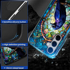 for Samsung Galaxy S24 Plus Case, Crow Faux Stained Glass Pattern Glossy 2 in 1 - Image 4