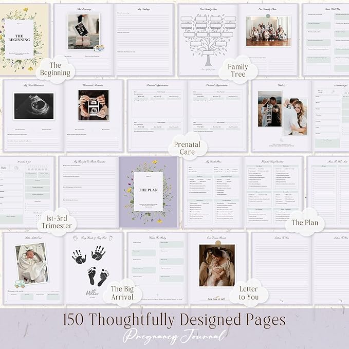 Lanpn My Pregnancy Journal Memory Book for First Time Mom, 156 Page Pregnant Announcement Must Have Planner Scrapbook, Pregnancy Tracking Diary Mom to Be Keepsake Gift for Expecting New Parent Purple