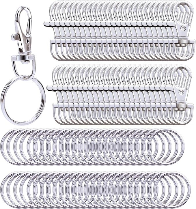 Metal Swivel Lanyard Snap Hooks and Split Key Rings Chain Hook Keychain by Livder