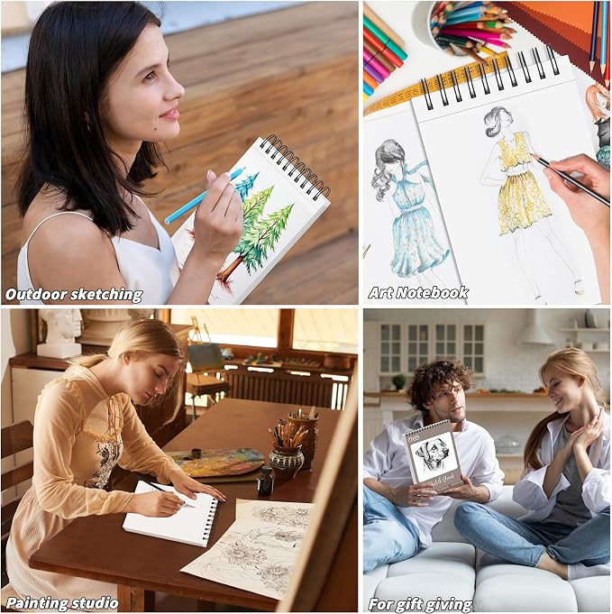 6 Pcs Sketch Book Bulk 5.5 x 8.5 In 600 Sheets Top Spiral Bound Sketch Pad - Image 7