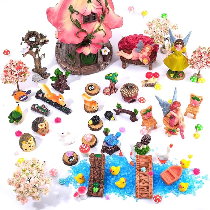 93 Pcs Fairy Garden House Resin Accessories Fairy Elves Kit Miniature Fairy - Image 2