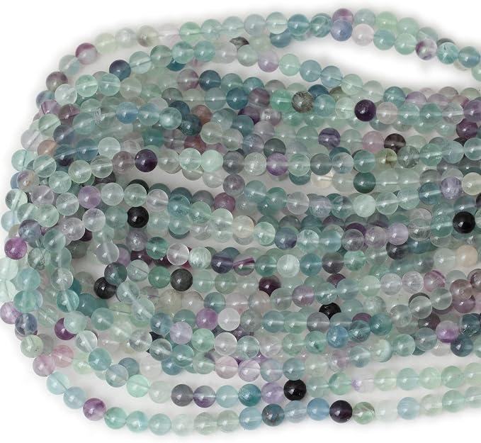 60PCS 6mm Natural Colorful Fluorite Gemstone Round Loose Beads - Image 3