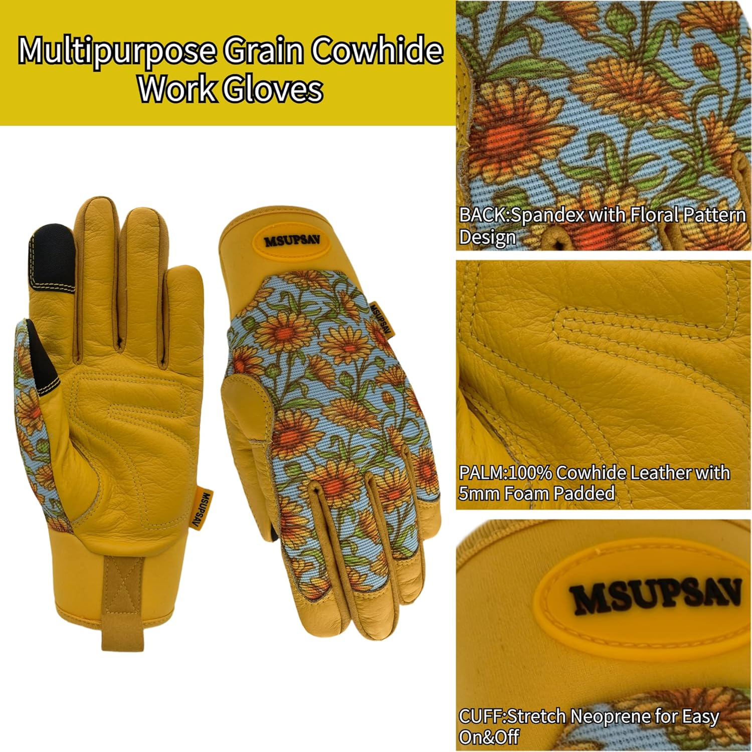 Thorn Proof&Puncture Resistant Gardening Gloves with Grip,Garden Gloves for Women, Leather Work Gloves,Gifts