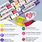 TECKWRAP 001 Glossy Permanent Vinyl - 12in x 3ft Rolls 10 Colors Adhesive Vinyl - Image 3