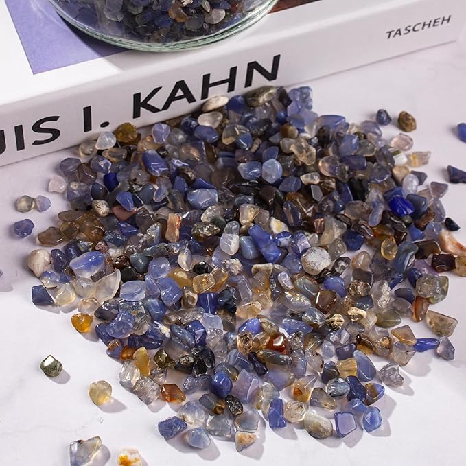 3 Lb Blue Agate Polished Tumbled Stones Chips, Aquarium Gravel Rocks Natural - Image 6