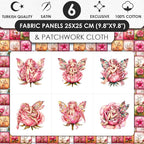 ‍ Pink Fairy Patchwork Cotton Fabric Panel – 6 Designs + Bonus Patchwork Sheet - Image 3