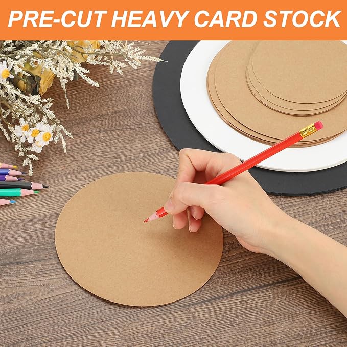 MECCANIXITY 24 Pcs Circle Card Stock, 6.7 Inch Round Cutouts Paper Thick - Image 4