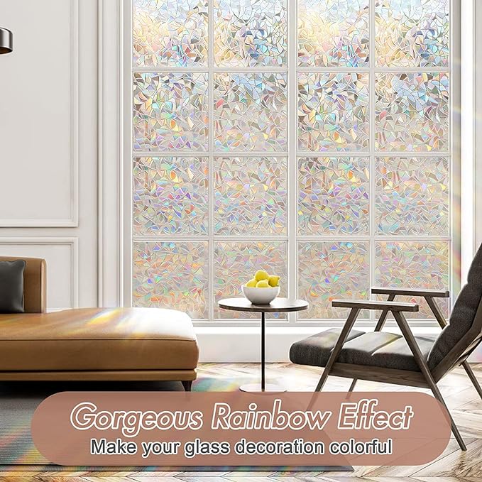 Haton Window Privacy Film, Stained Glass Rainbow Film Decorative Window Clings - Image 2
