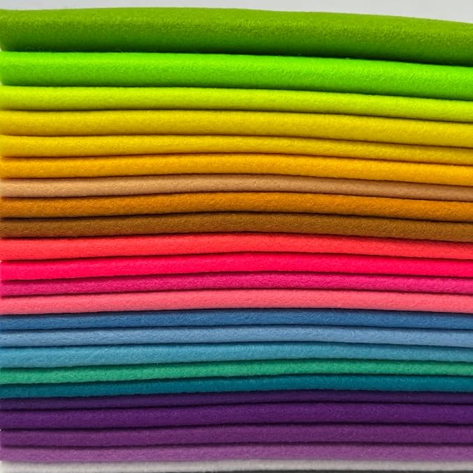 24 Rolls 8" x18 1.4mm Thick Soft Felt Fabric Sheet 24 Assorted Mid Bright - Image 2
