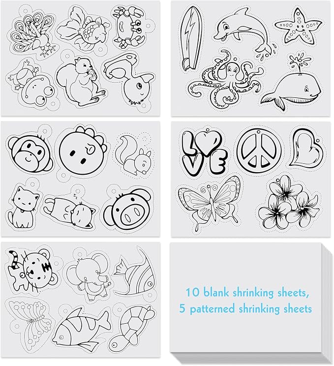 ASTARON 168Pcs Shrinking Plastic Sheets Kit Includes 15 Shrinking Film Art Paper - Image 3