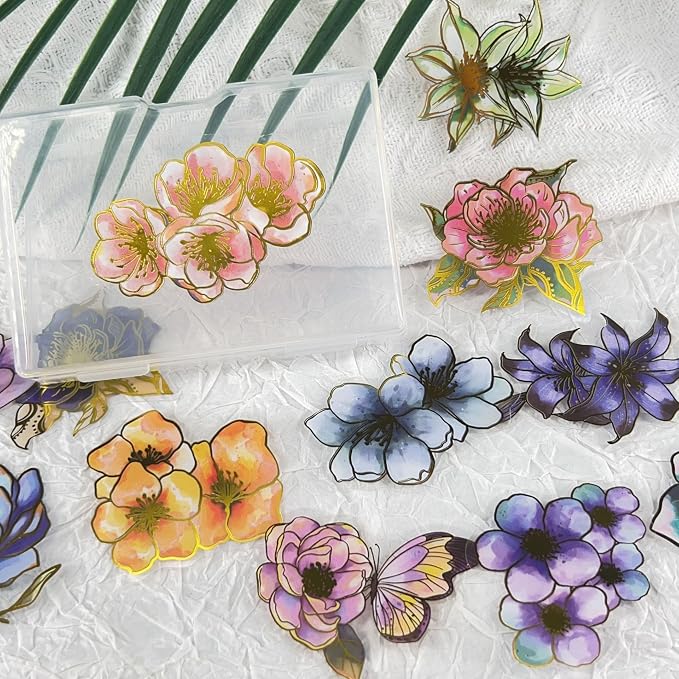 50Pcs Flower Stickers for Scrapbooking Journaling Junk Journal Scrapbook - Image 4