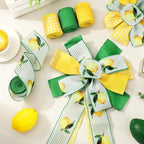 JarThenaAMCS Lemon Wired Edge Ribbon Yellow Green Stripe Plaid Craft Ribbons - Image 5
