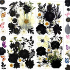 132Pcs Black Pressed Dried Flowers and Butterfly by LUCISKY