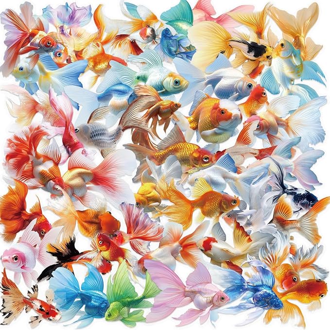 50 Pieces Goldfish Stickers for Scrapbooking, Self-Adhesive Scrapbooking Koi by Unknown