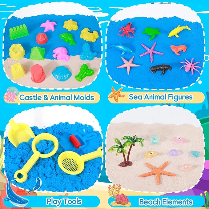 Mikiwon Ocean Sensory Bin, Sandbox Play Sand Art Kit - Image 6