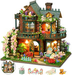 DIY Miniature House Kit with LED Lights, Fairy Garden Wooden Mini House by LogicTwist