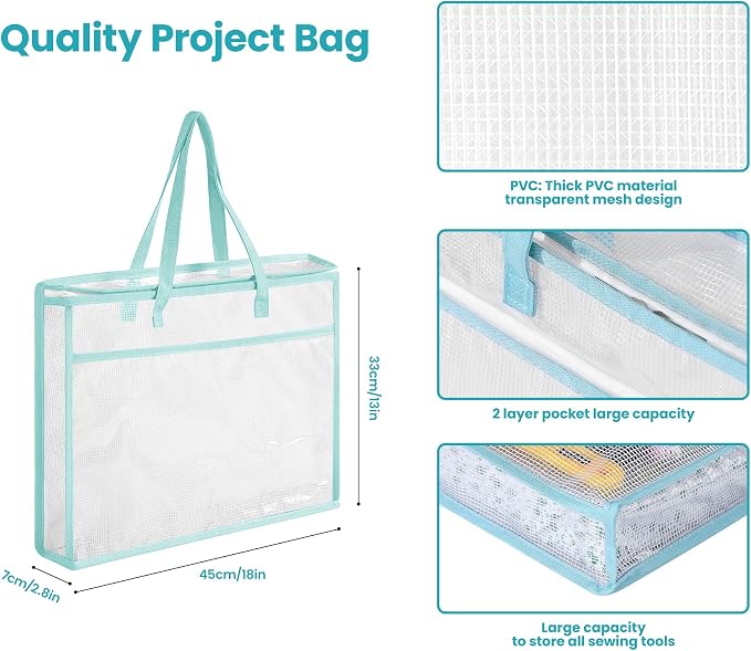 Qozary 5 Pcs Sew Project Bags for Quilting-A3 Sewing Craft Organizer Storage - Image 3