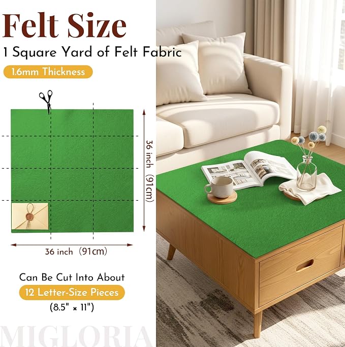 Large Felt Fabric Sheet 36 x 36 Inch, 1.6mm Thick | Soft nonwoven felt - Image 2