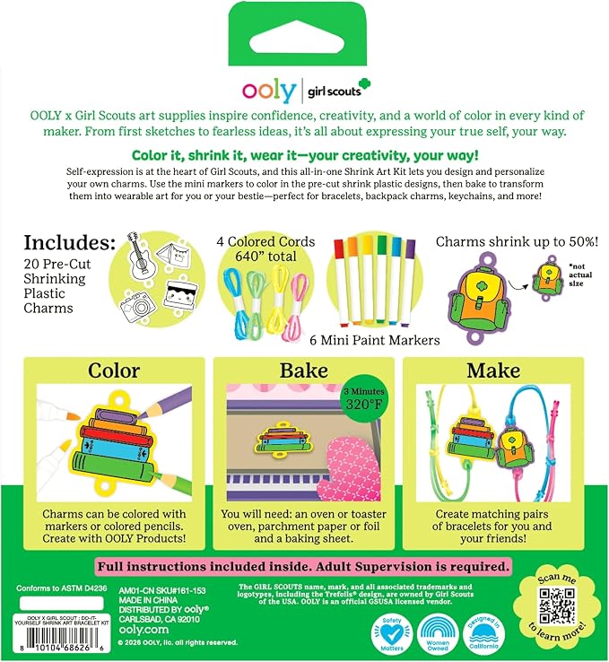 Ooly x Girl Scouts 30 PC DIY Shrinking Art Bracelet Kit - Image 2