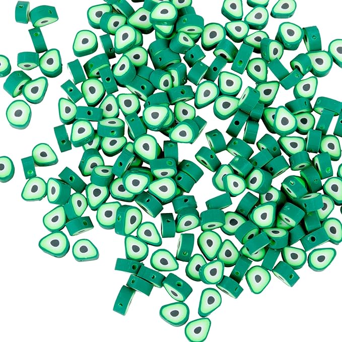 100pcs Green Avocado Polymer Clay Spacer Beads by LUBINGSHINE