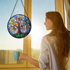 DASTOLL Stained Glass Window Hanging, Butterfly Tree Clover Sun Catchers Glass - Image 2