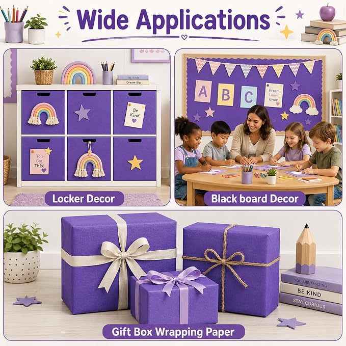 Purple Bulletin Board Roll Non-Woven Fabric Poster | Back to School Classroom - Image 5