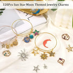 SANNIX 120Pcs Mixed Sun Star Moon Charms Jewelry Making Gold Enamel Charm - Image 2
