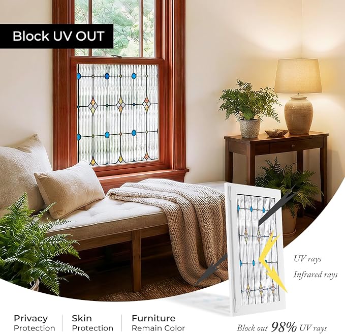 ADD.HERES Window Privacy Film, Stained Glass Decorative Static Cling, Removable - Image 5