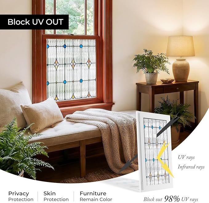 ADD.HERES Window Privacy Film, Stained Glass Decorative Static Cling, Removable - Image 4