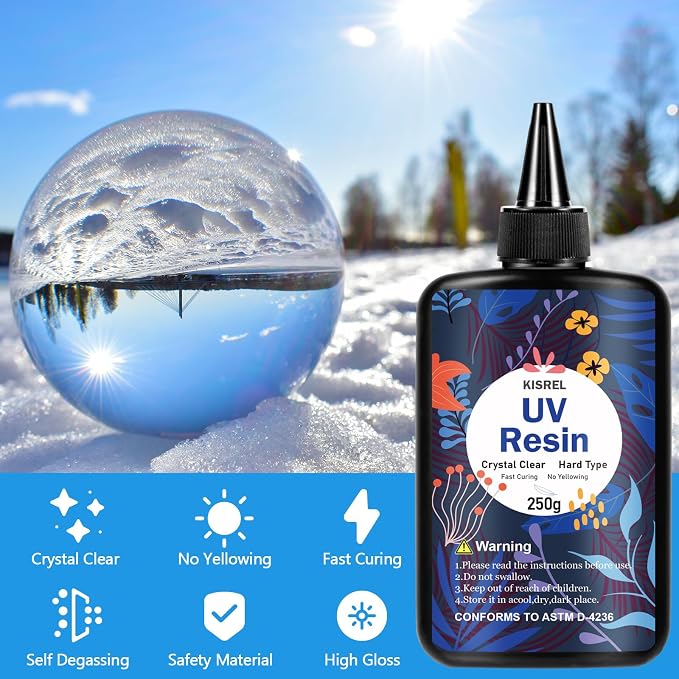 KISREL UV Resin 1000g，4 x 250g UV Resin Kit, Hard Type Crystal Clear - Image 2
