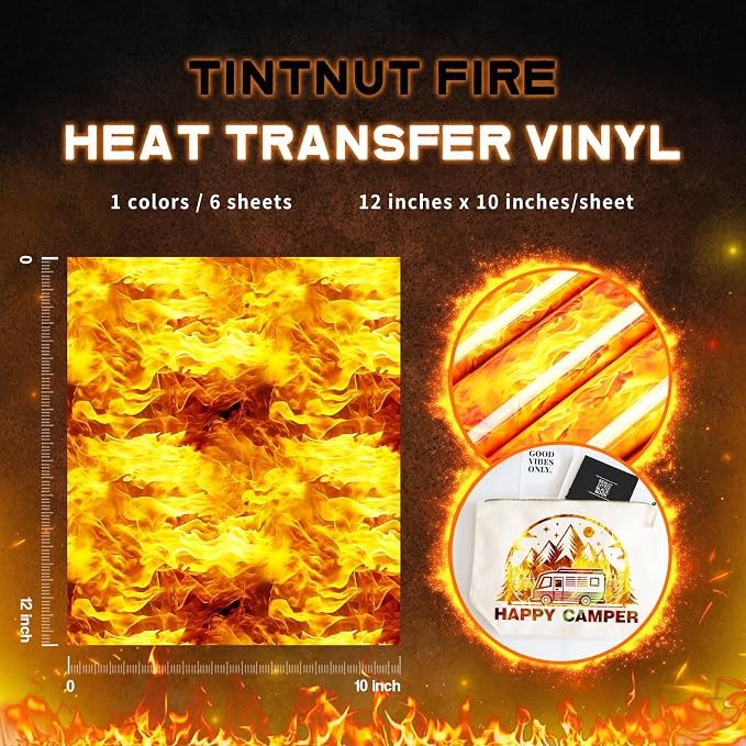 Tintnut Yellow Flame Heat Transfer Vinyl, stretch washable, suitable - Image 2