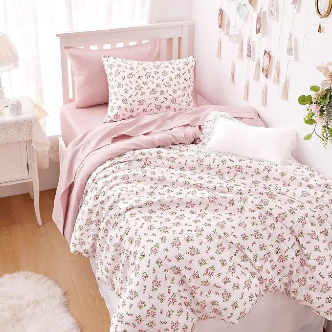 Wake In Cloud - Coquette Duvet Cover Set, Floral Cottagecore Flower Shabby Chic - Image 3