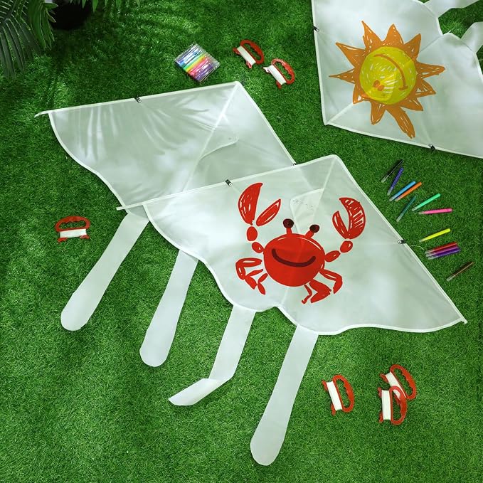 Libima 50 Pcs DIY Blank Kites for Kids Bulk Large Kite Making Kit Easy to Fly - Image 3