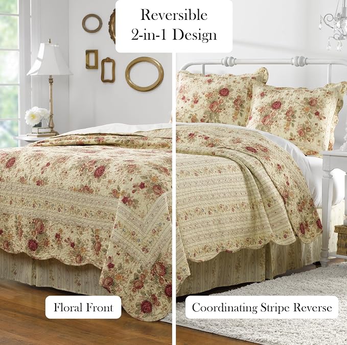 Greenland Home Antique Rose 100% Cotton Heirloom-Quality Quilt Set, 2-Piece - Image 7