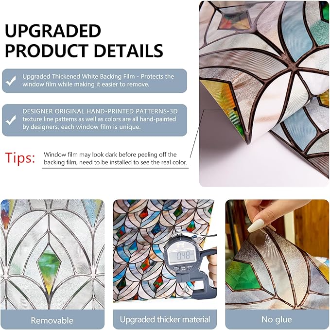 3D Stained Glass Window Film, Decorative Window Privacy Film - Image 4