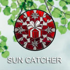 DASTOLL Stained Glass Window Hanging 4 Pcs Set Red Christmas Decorations Theme - Image 5