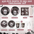 450 Pcs Death to My 20s Tableware Set Rose Gold Black 30th Birthday Party - Image 2