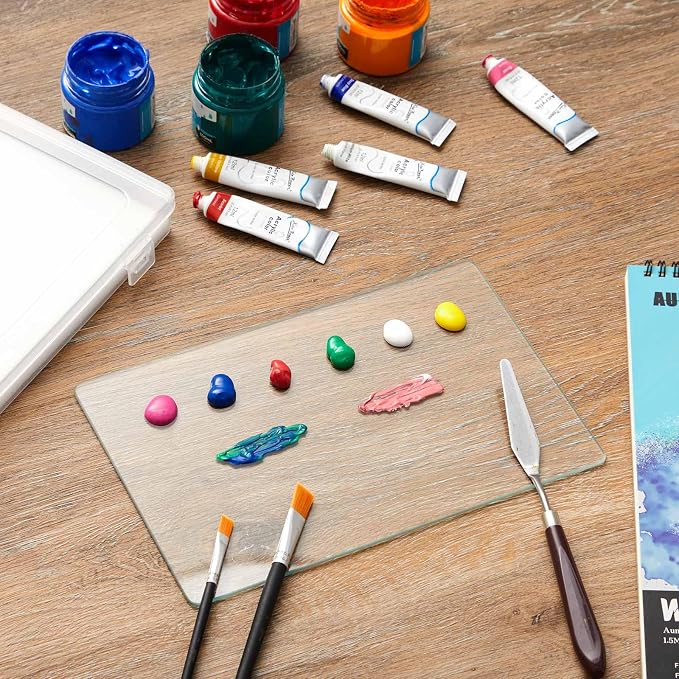 Nuanchu 1 Set Handy Glass Oil Paint Palette Included 10.2 x 6.8 x 1.2 Inches - Image 2