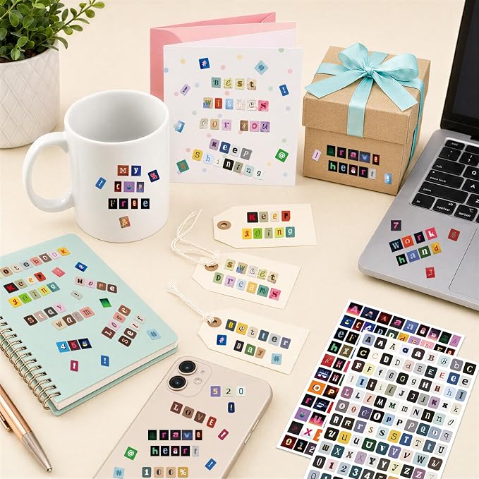 3912 Pcs Letter Stickers for Scrapbook Supplies, Vintage Alphabet Stickers | 36 - Image 7
