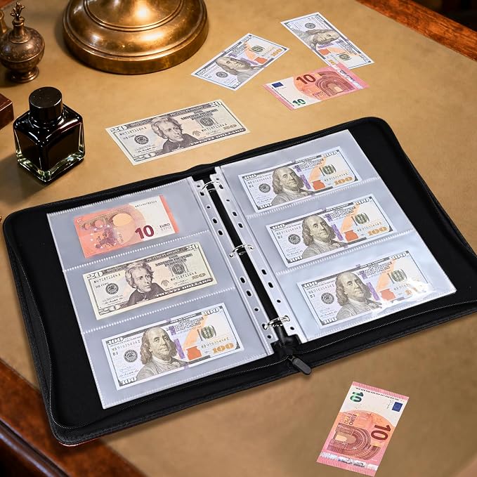 Cash Album with 180 Pockets – WITHYU Expandable 3-Ring Binder Currency - Image 6
