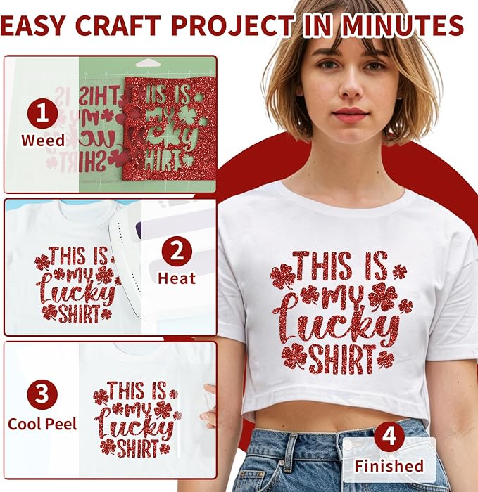VINYL FROG Red Glitter HTV Vinyl Heat Transfer Vinyl Roll 12" x 5ft Red Iron on - Image 5