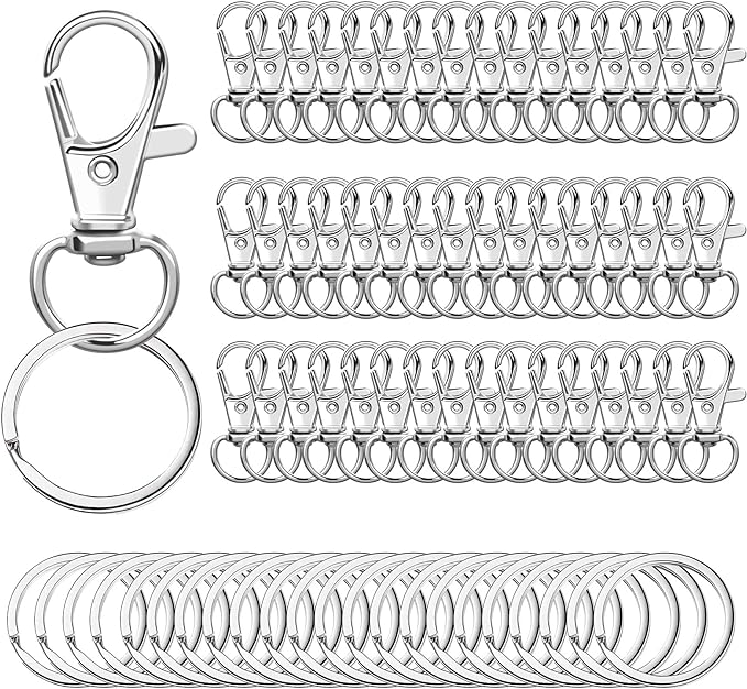 100PCS Swivel Snap Hooks with Key Rings, Lanyard Lobster Claw Clasps by AUGSUN