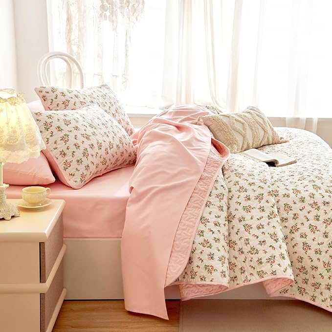 Wake In Cloud - Floral Quilt Set, Coquette Cottagecore Shabby Chic Flower - Image 5