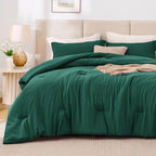 Love's cabin Dark Green Full Comforter Set, 3-Piece Prewashed Bed Set - Image 2