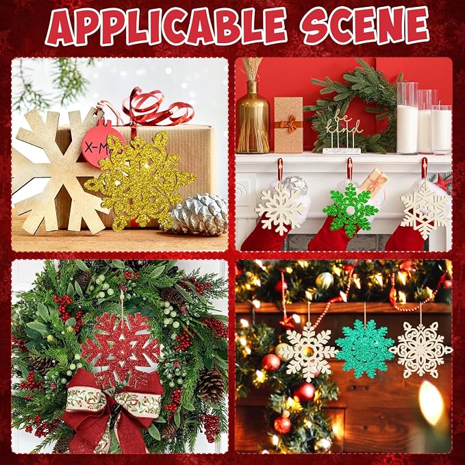 36PCS Wooden Christmas Decoration Snowflake Ornaments to Paint Christmas - Image 5