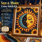 WYBQFDJ Sunflower Sun & Moon Beginner Cross Stitch Kit, 11.8 x 15 in | - Image 7