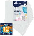 Artkey Canvas Panels 6x6 Inch 12-Pack, 10 oz Primed 100% Cotton White Blank by Artkey
